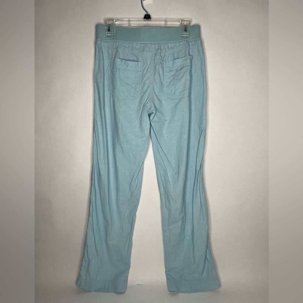 Sonoma Goods For Life S Pants Linen Blend Aqua Blue 4 Beach Pool Cover Wide Leg - Picture 2 of 7